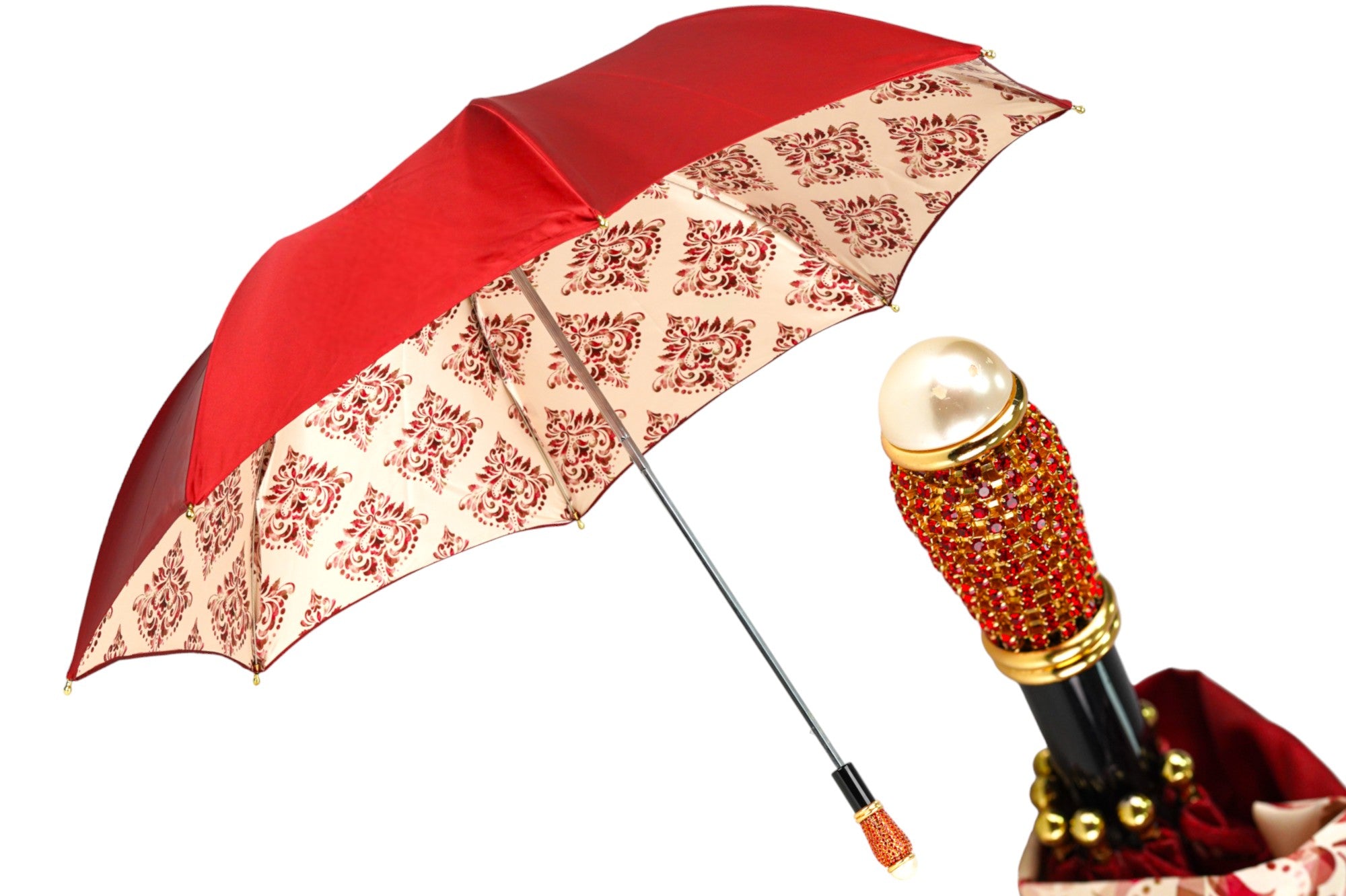 Damask Splendor Exclusive Umbrella with Damask Design in Amaranth Col