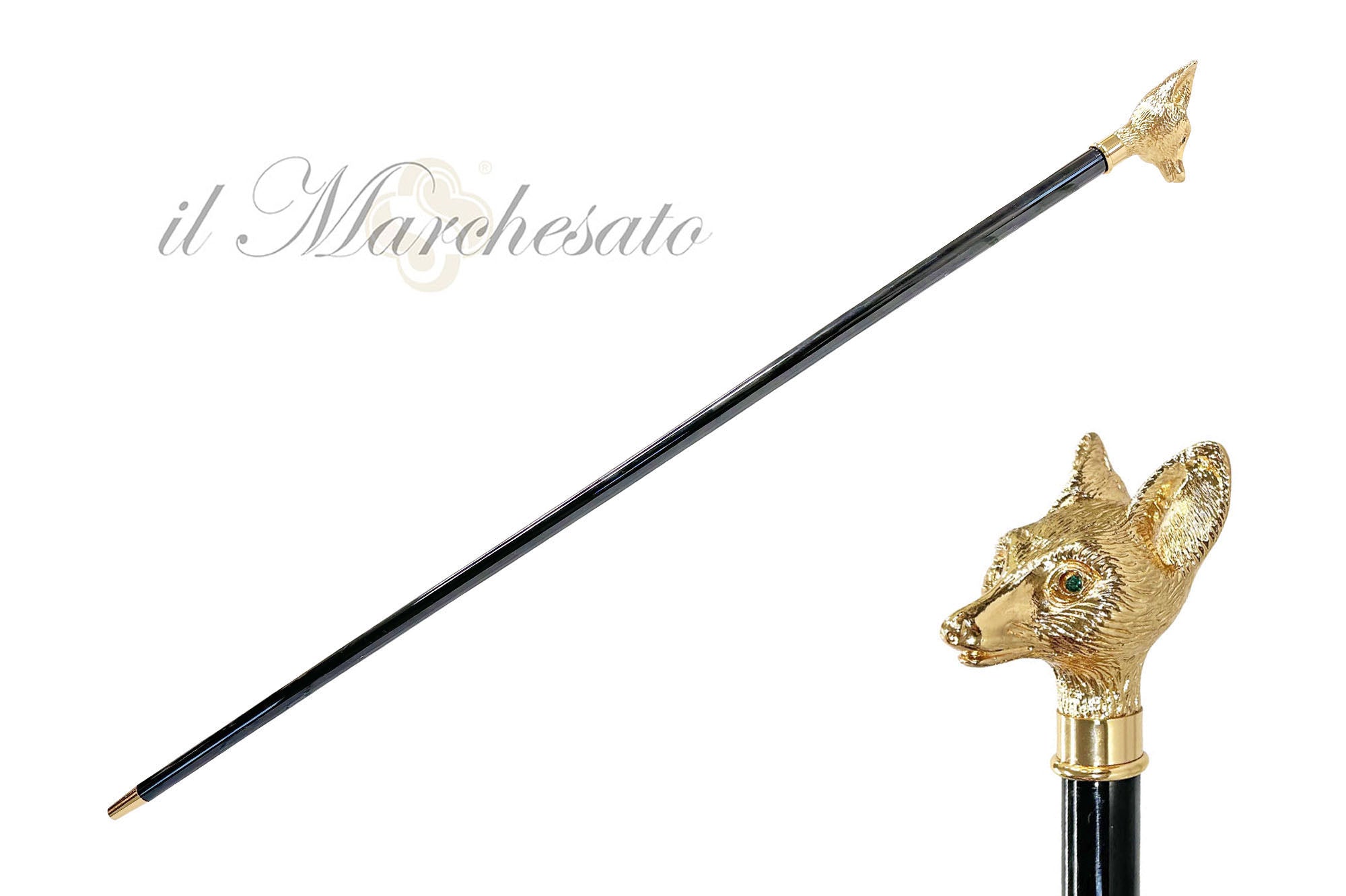 Handmade Fox Walking stick - 24K gold-plated – ilMarchesato