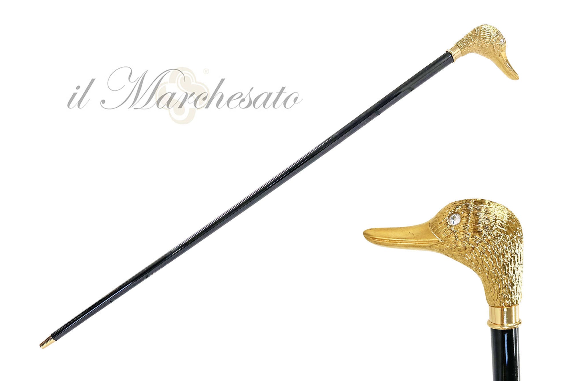 Handmade duck Walking stick - 24K gold-plated – ilMarchesato