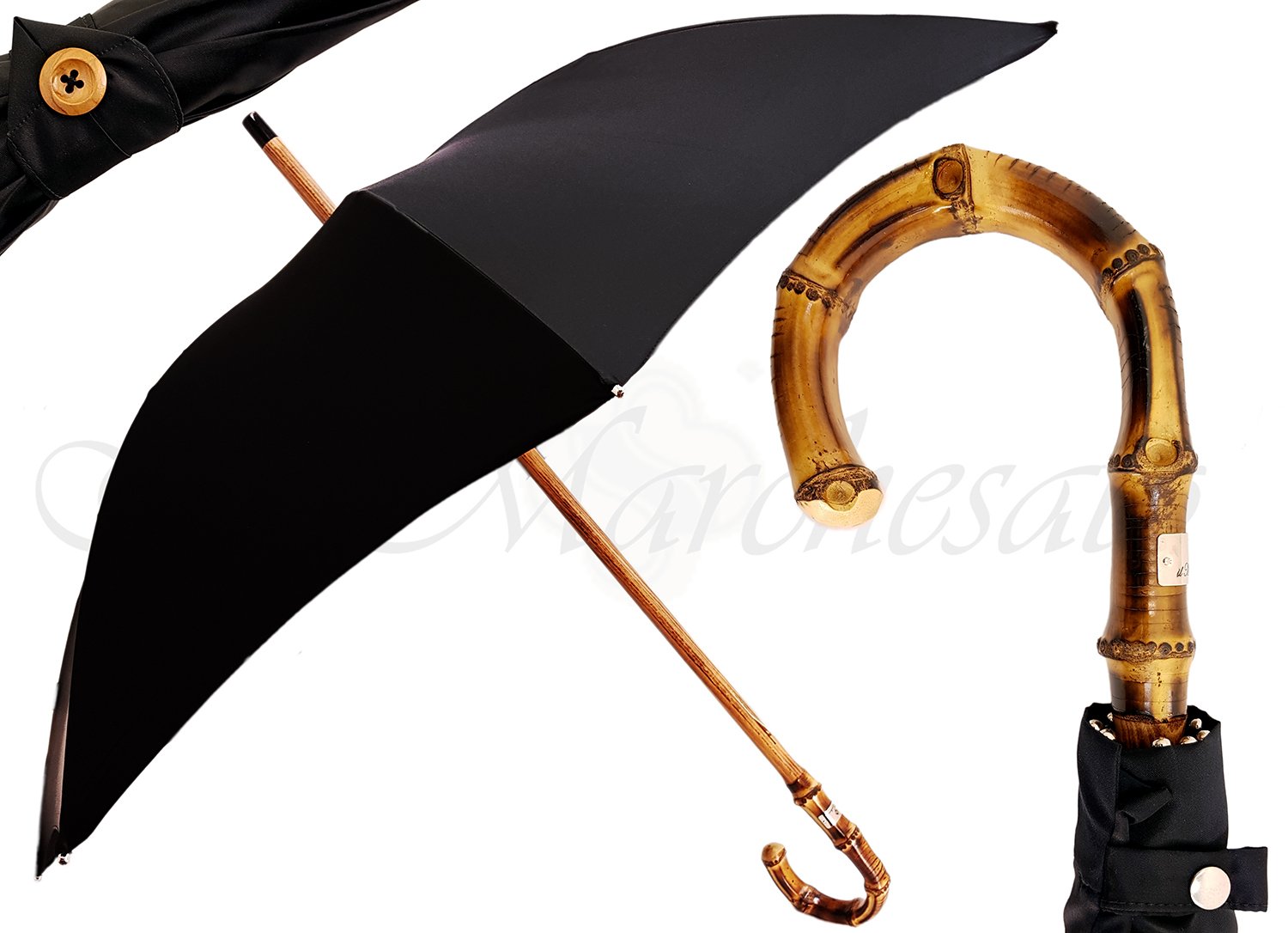 Herlipto Bicolor Bamboo Handle Umbrella Umbrella bamboo Umbrella