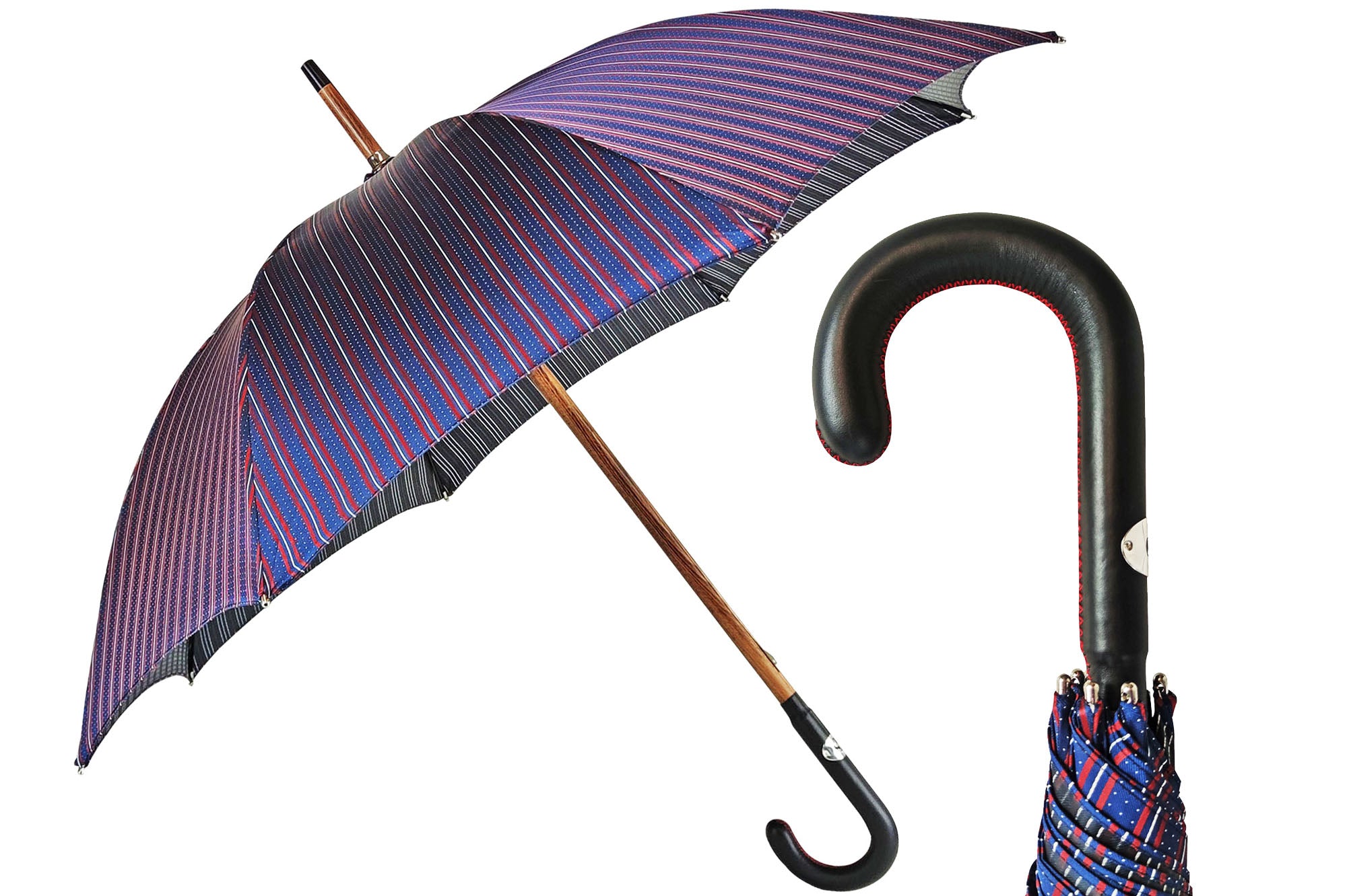 Elegant Men's umbrella with black leather handle – ilMarchesato