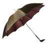 Double brown color with dots and burgundy inside - Handle with antique crocodile - IL MARCHESATO LUXURY UMBRELLAS, CANES AND SHOEHORNS