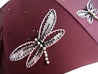 Women's exclusive handmade umbrella with embroidered dragonflies - il-marchesato
