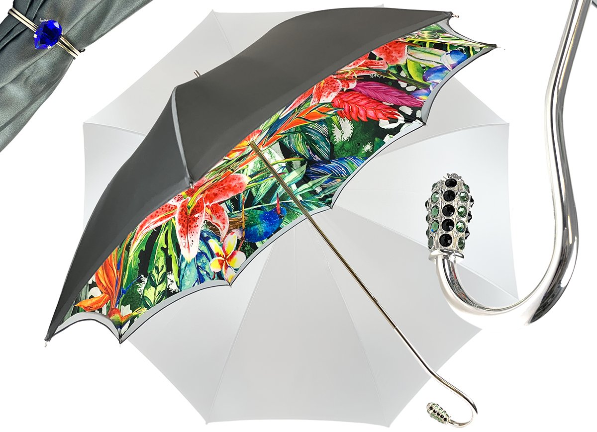 floral patterned patio umbrella Grey Umbrella With Floral Print Interior
