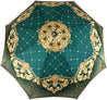 Green and Beige  Women's Folding Umbrella - IL MARCHESATO LUXURY UMBRELLAS, CANES AND SHOEHORNS