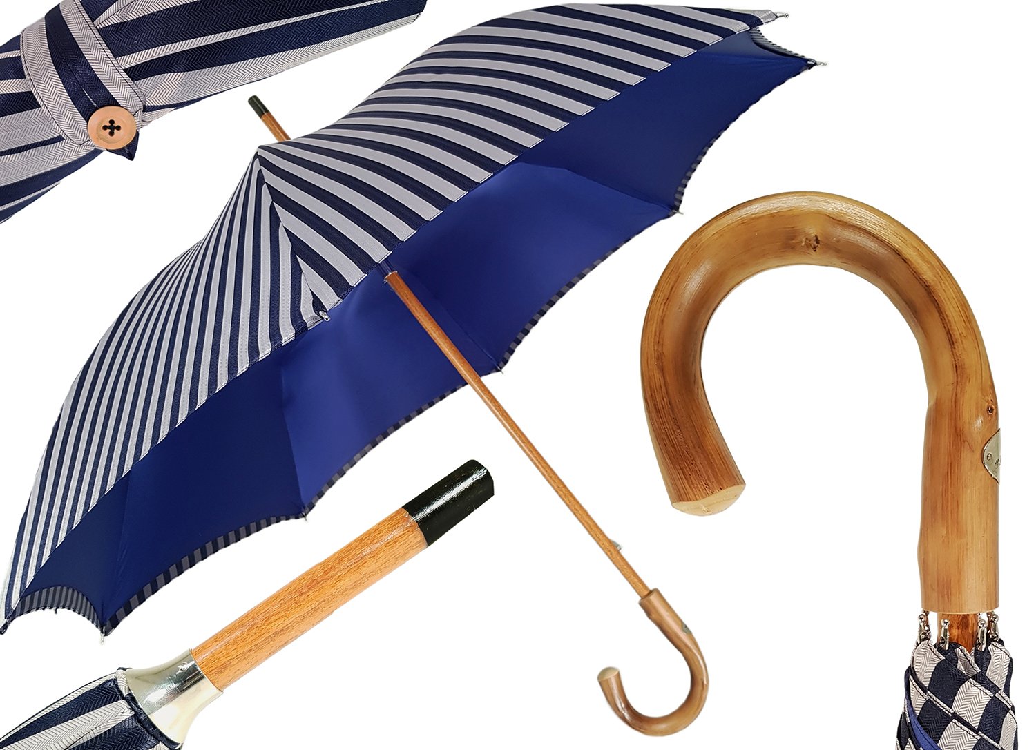 Double Cloth Men's Umbrella - Blue Striped Design – ilMarchesato