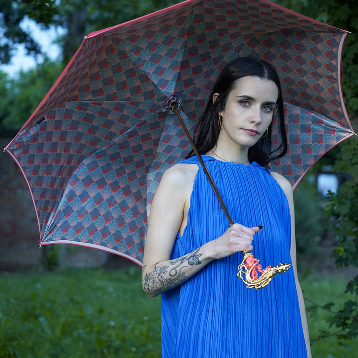 LUXURY ENAMELED DOUBLE CLOTH PEACOCK UMBRELLA