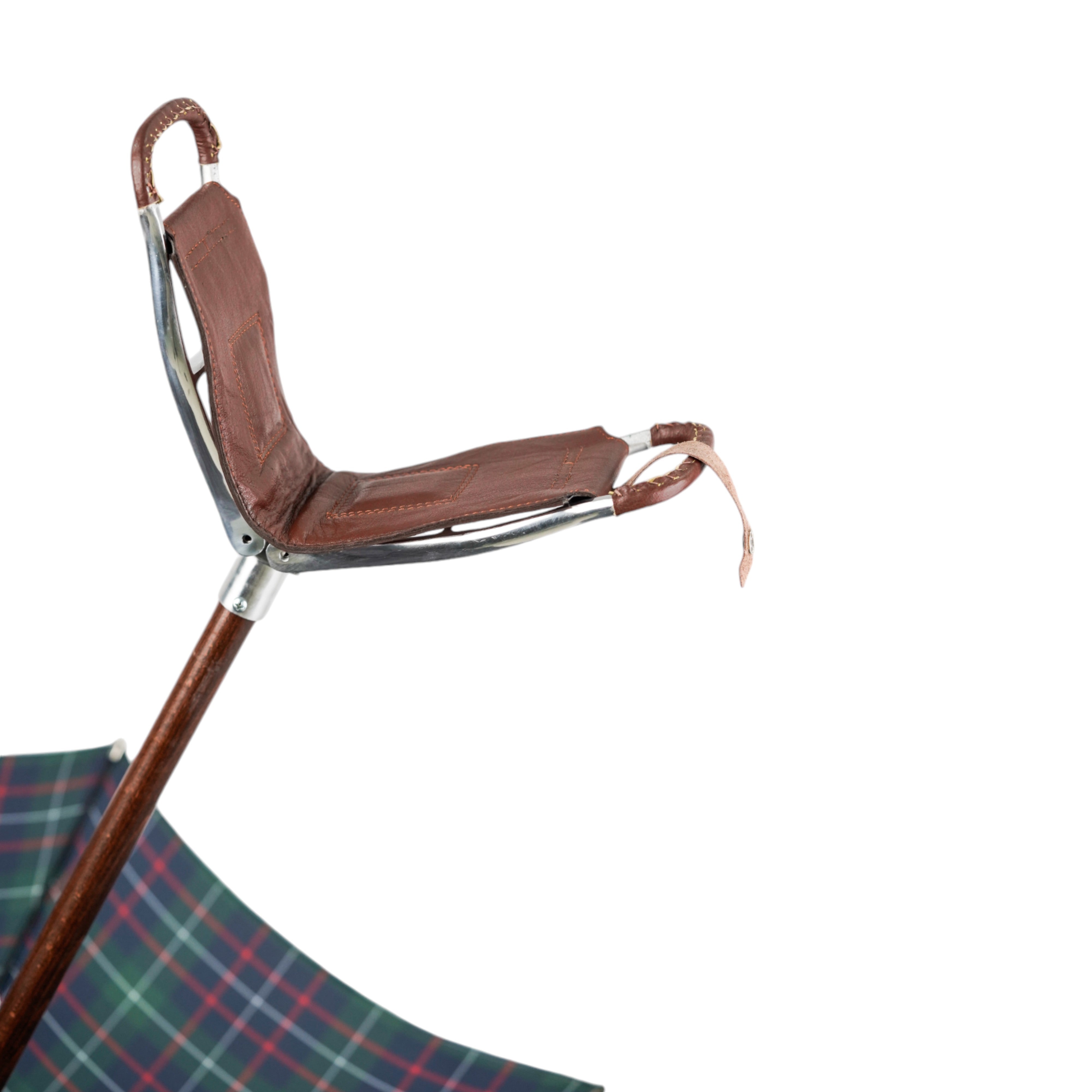 Paraguas con asiento de cuero hecho a mano - Diseño de tartán