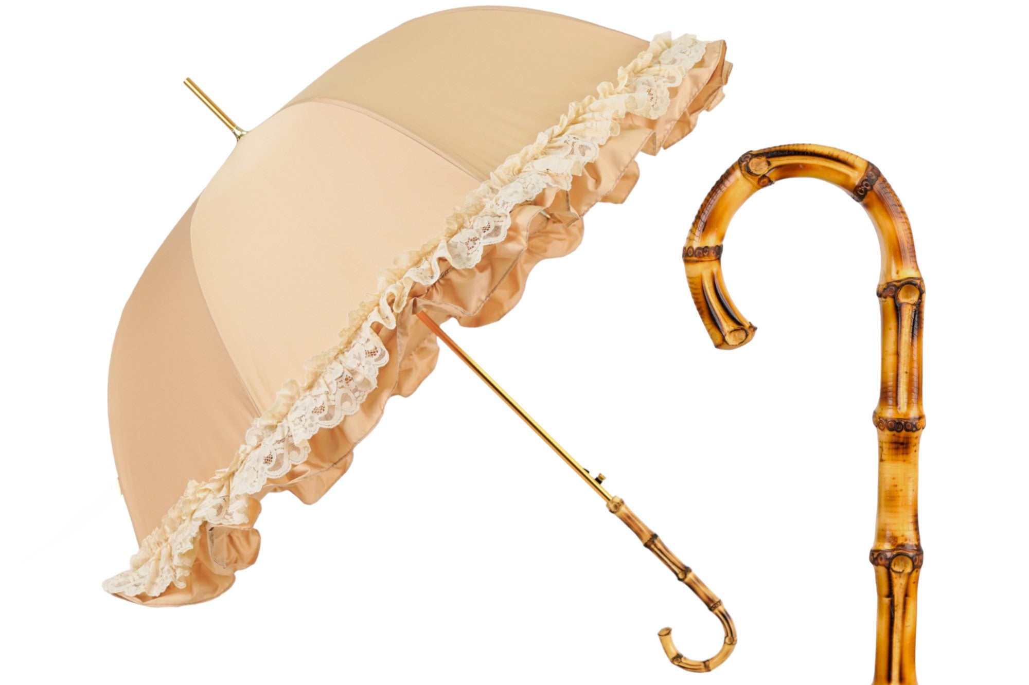 Ombrello-parasole in stile retrò con balze e pizzo