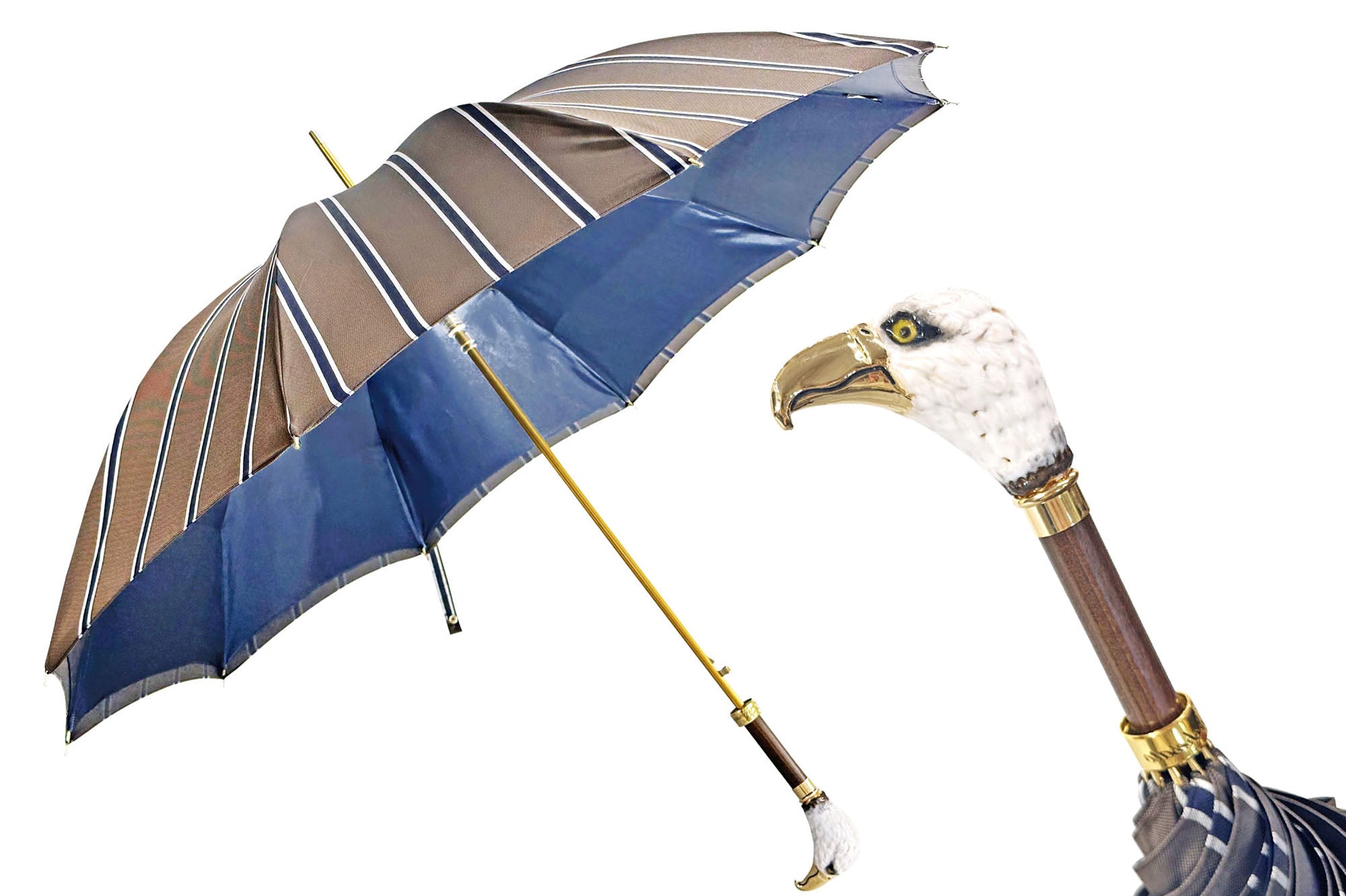 Handmade umbrella with enameled Goldplated 24K Eagle