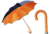 Paraguas elegante para hombre con mango de piel de avestruz naranja