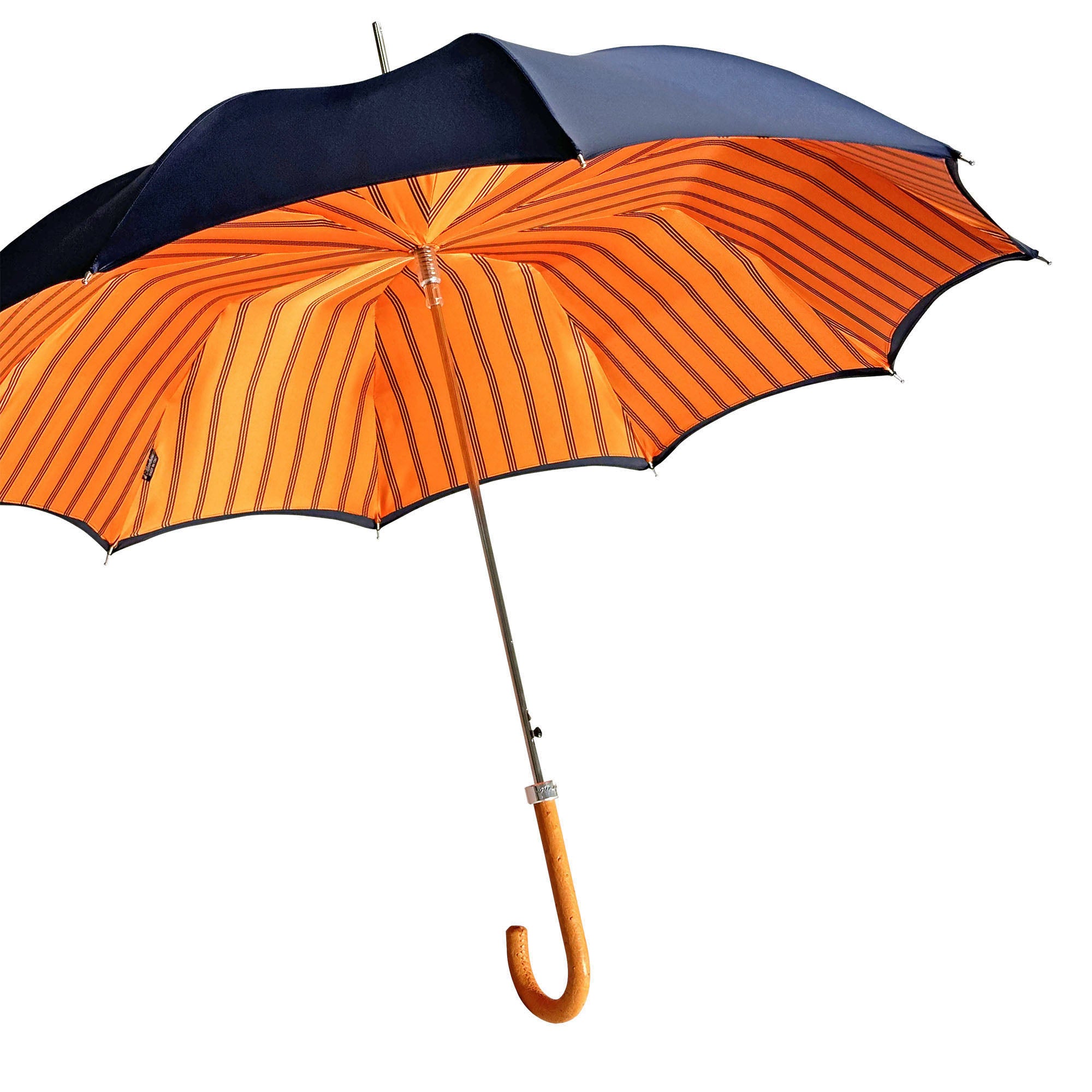 Elegant Man's umbrella with orange ostrich leather handle