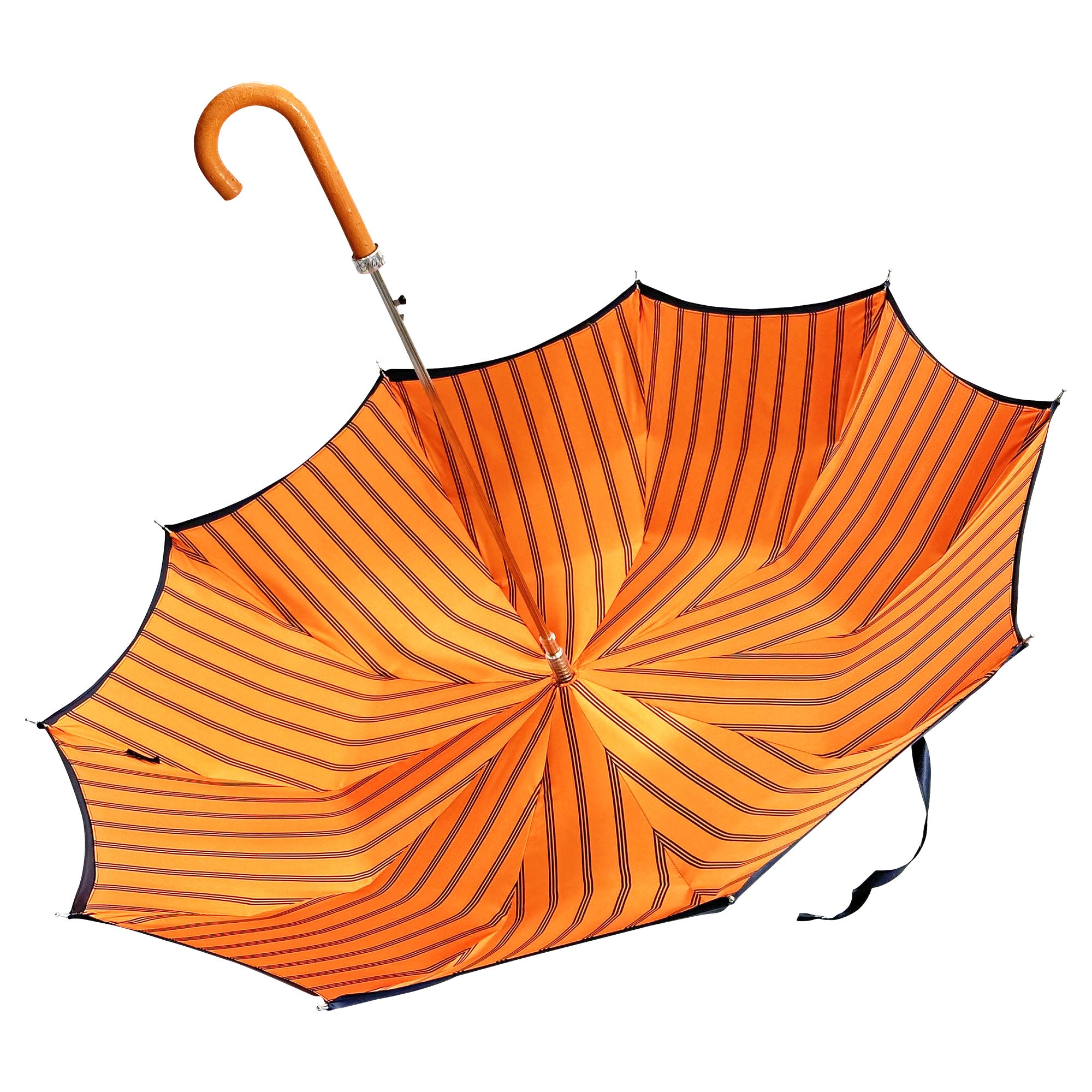Paraguas elegante para hombre con mango de piel de avestruz naranja