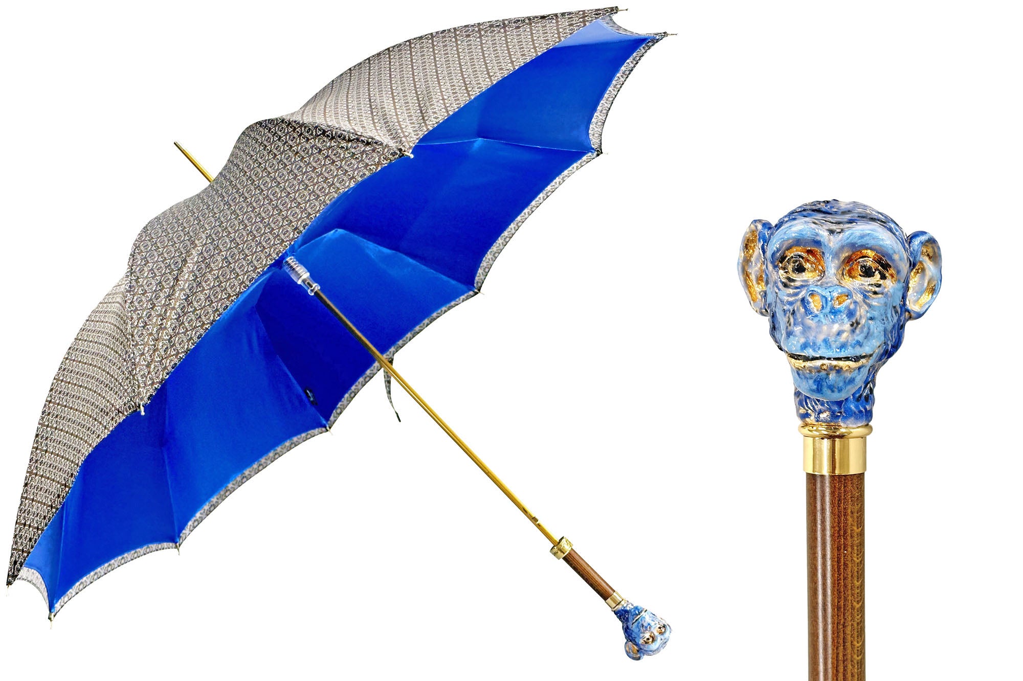 Original Monkey enameled handle - Handmade umbrella
