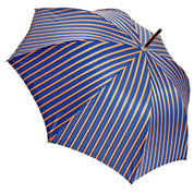 Elegante paraguas naranja - mango de cuero azul hecho a mano