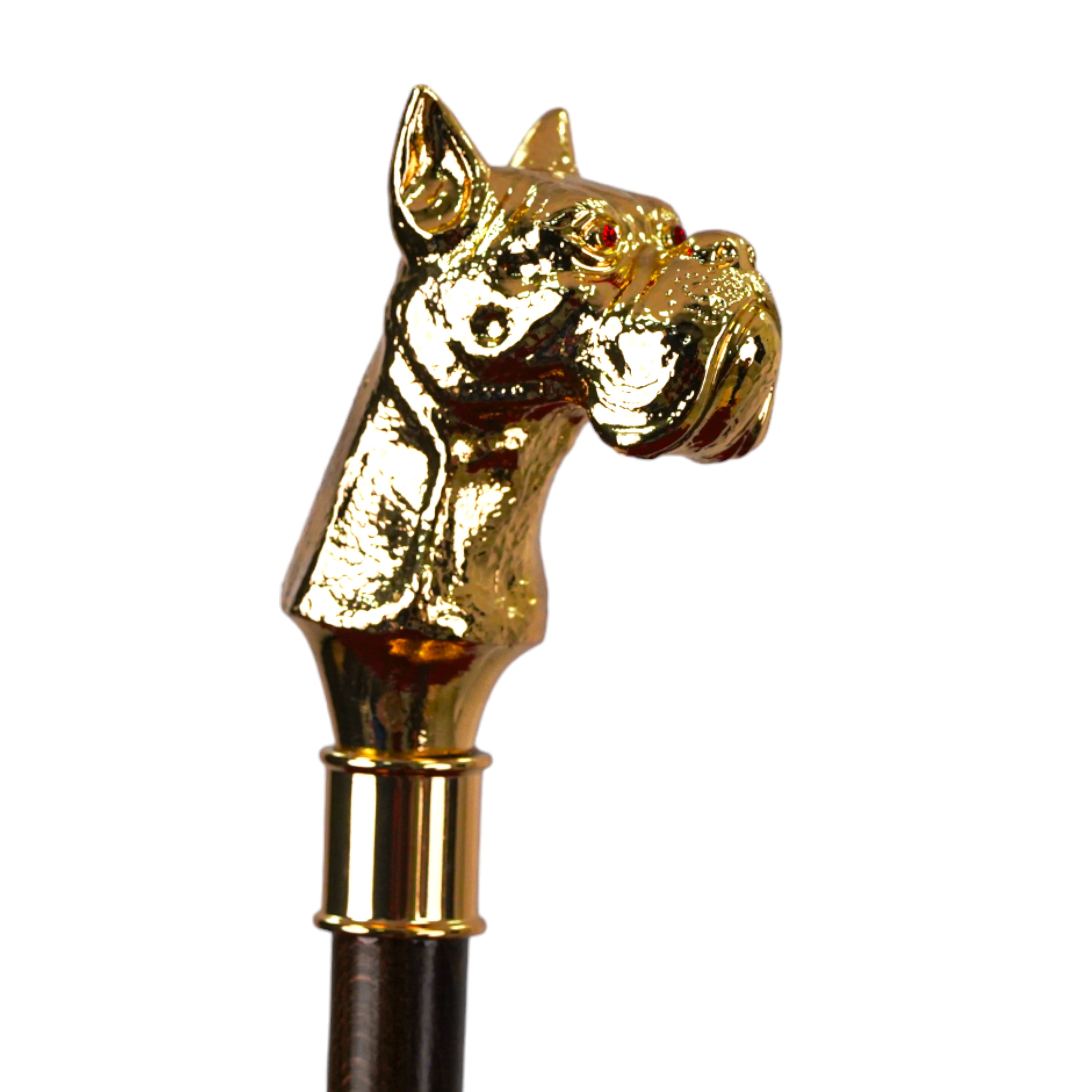 Paraguas de lujo exclusivo para hombre prémium con mango de perro en oro de 24 quilates