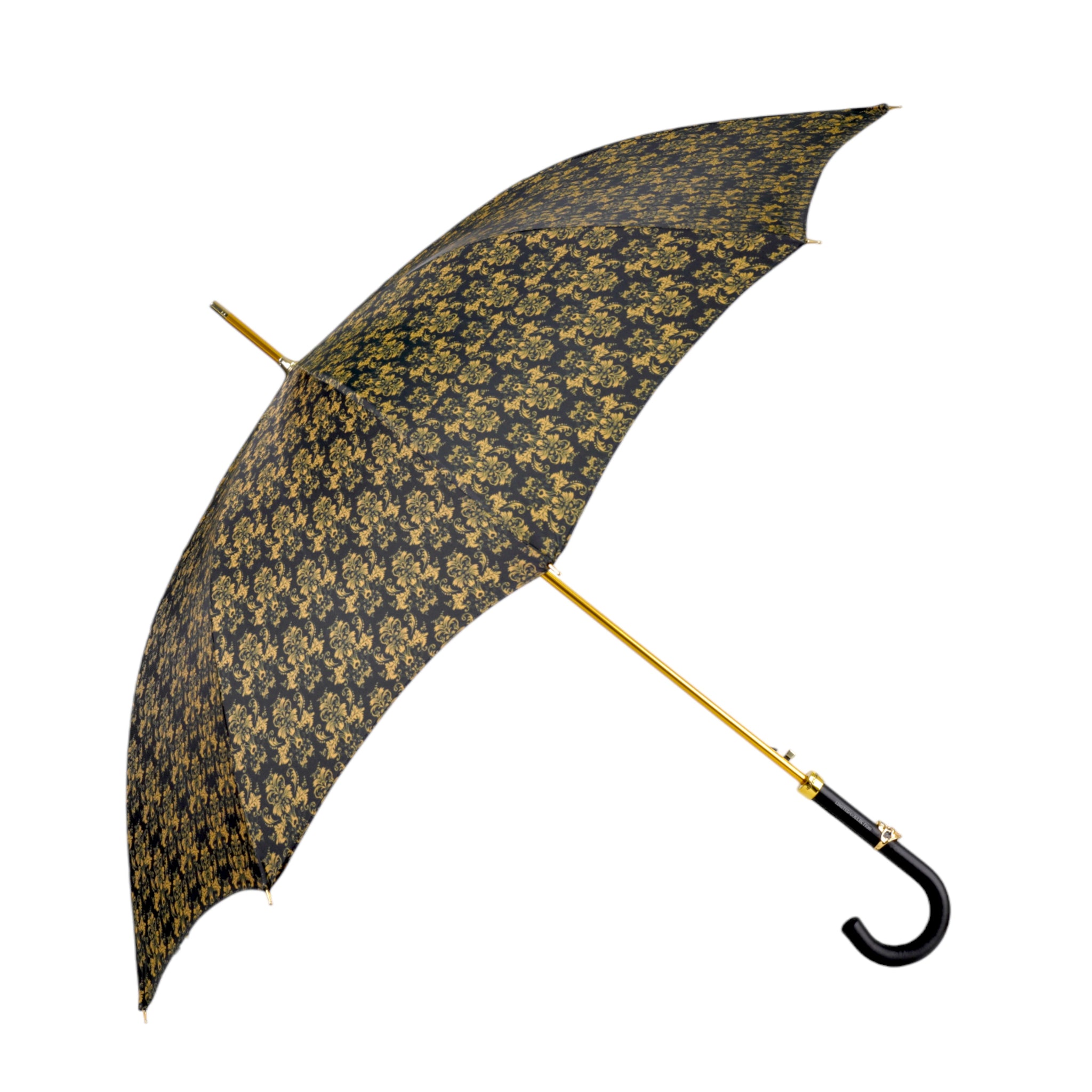 black and gold patio umbrella Elegant Umbrella with Leather Handle, Gold Skull, and Ornate Black and – ilMarchesato
