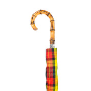 Elegante paraguas de bambú con estampado de tartán