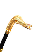Paraguas con serpiente dorada y rayas azules y burdeos