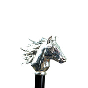 Elegante paraguas de lunares con mango de caballo bañado en plata