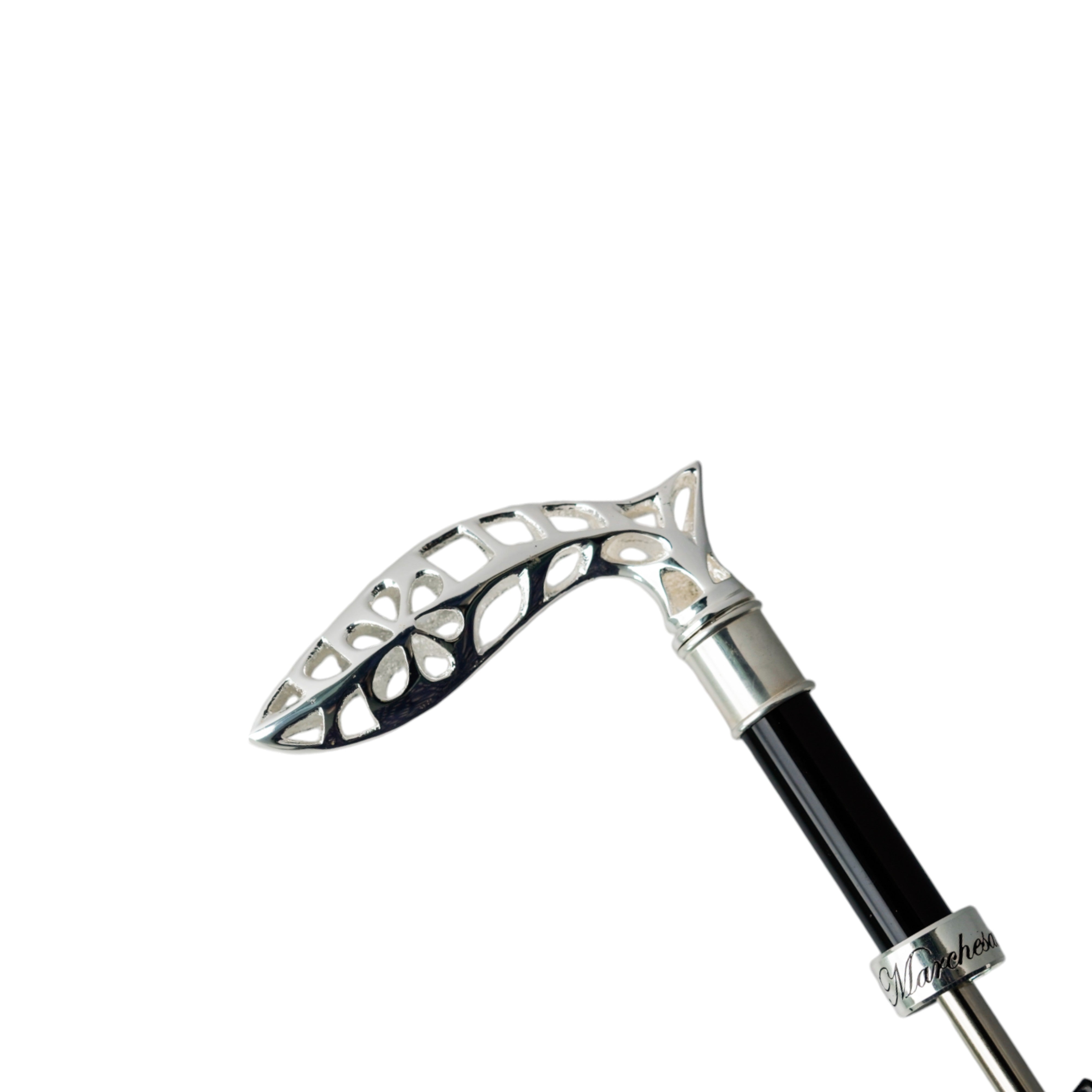 Elegante paraguas para hombre con mango bañado en plata 925