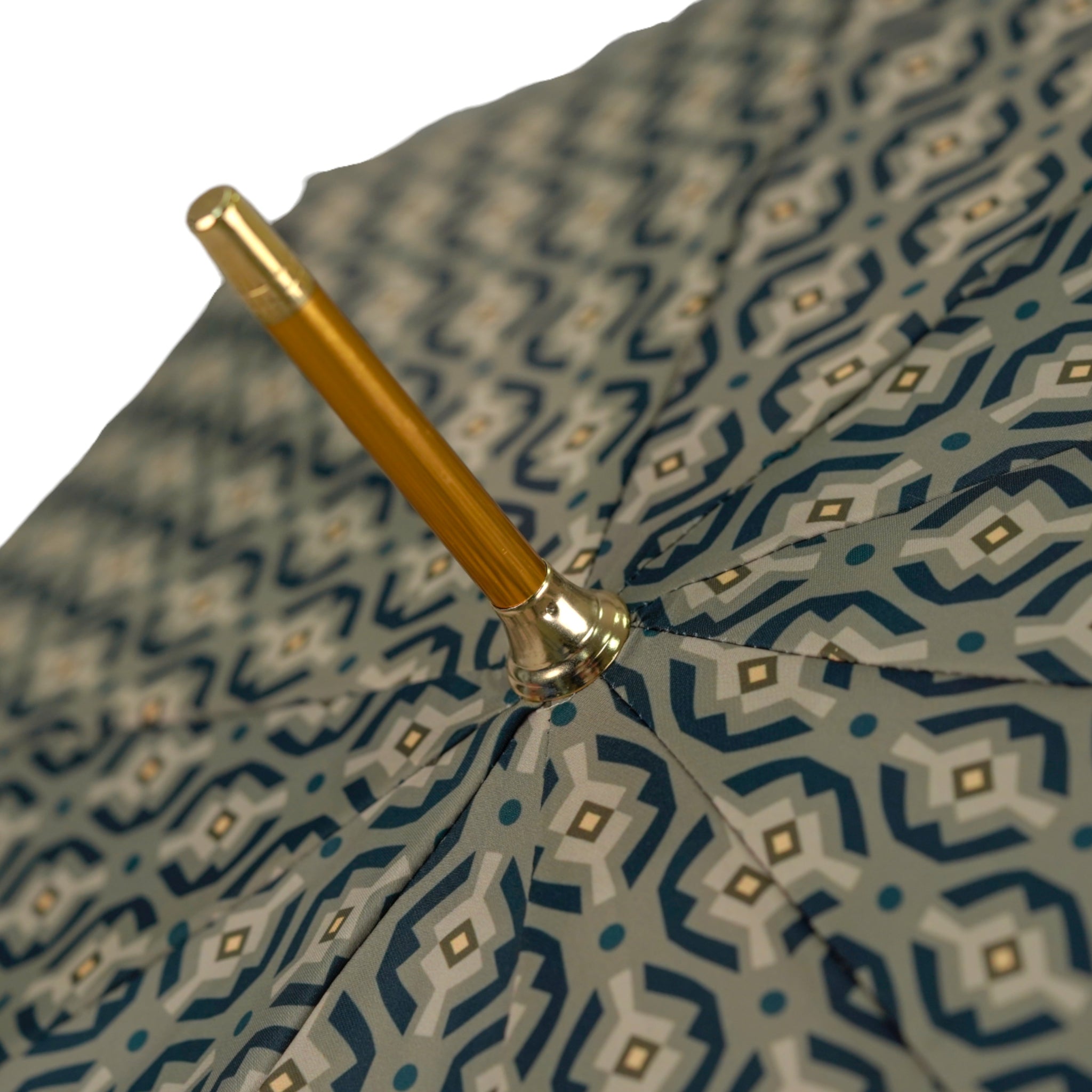gold patio umbrella Golden Hound: Beige Patterned Umbrella with Dog Handle in Gold Finish – ilMarchesato