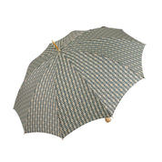 Golden Hound: Paraguas beige estampado con mango de perro en acabado dorado