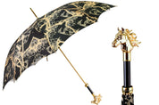 Paraguas con mango de cabeza de caballo dorado: elegante diseño ecuestre