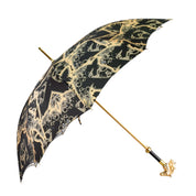 Paraguas con mango de cabeza de caballo dorado: elegante diseño ecuestre