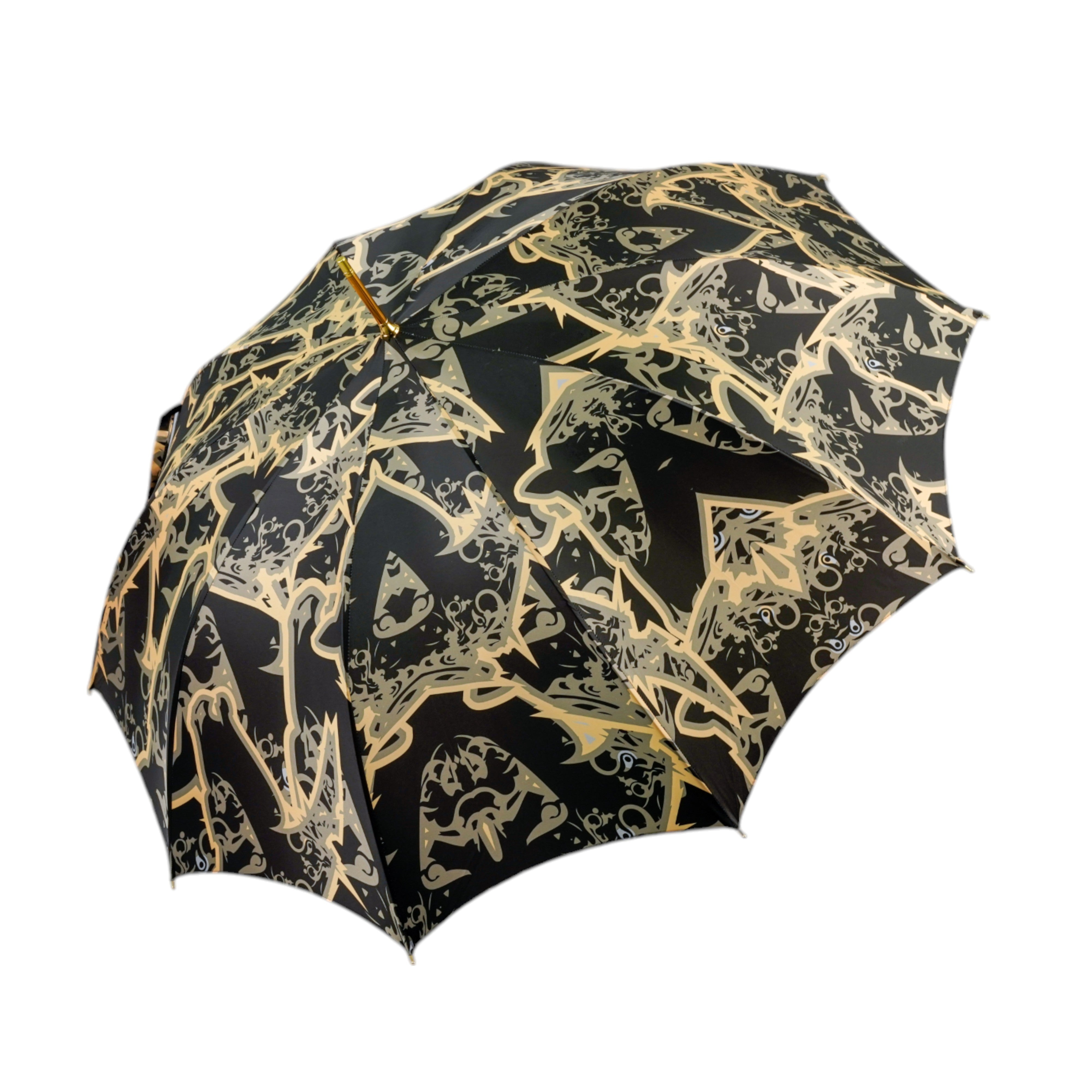 Paraguas con mango de cabeza de caballo dorado: elegante diseño ecuestre