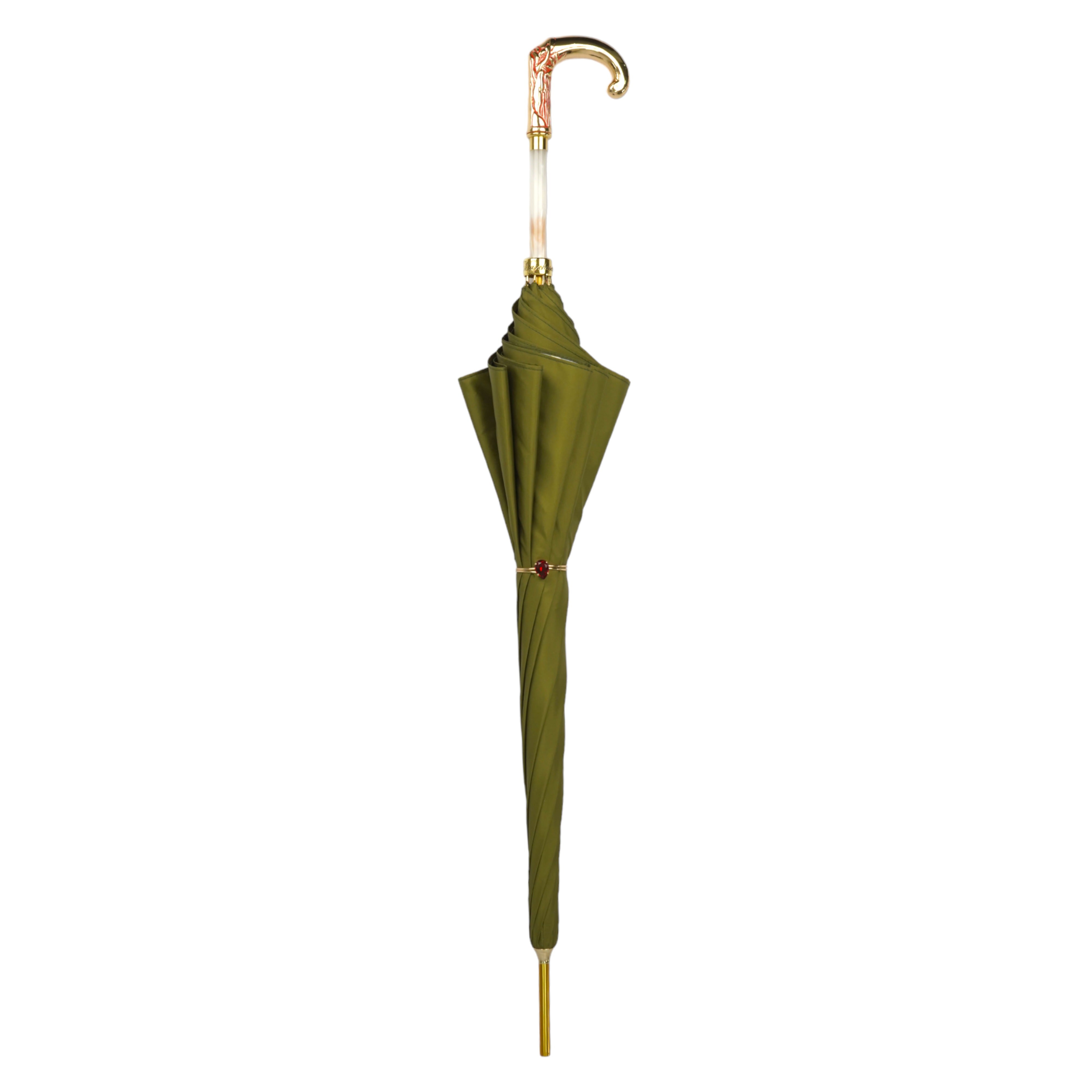 Eleganza elevata: ombrello dal design esclusivo con mongolfiere e manico placcato oro