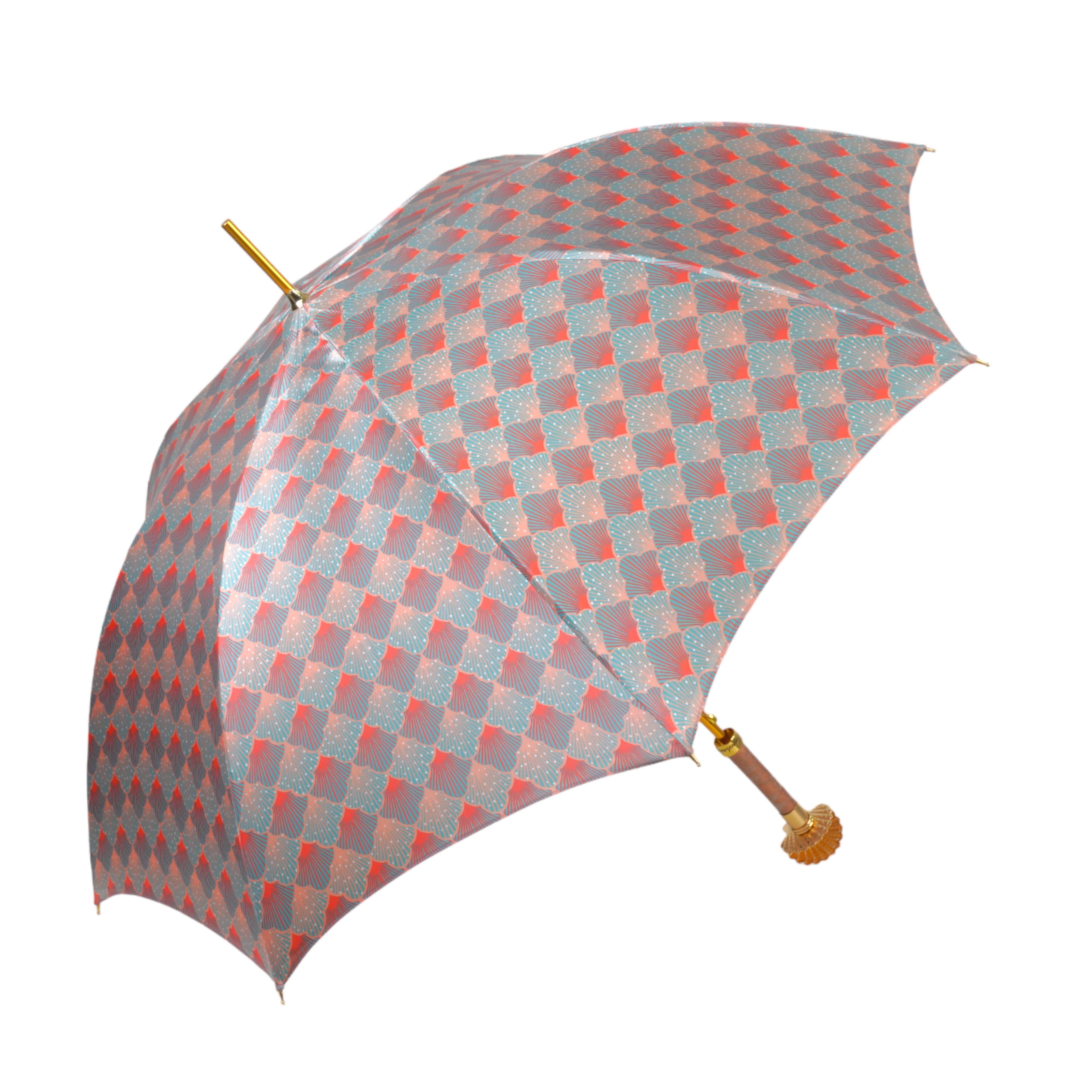 Ombrello artigianale premium con struttura in metallo placcato oro