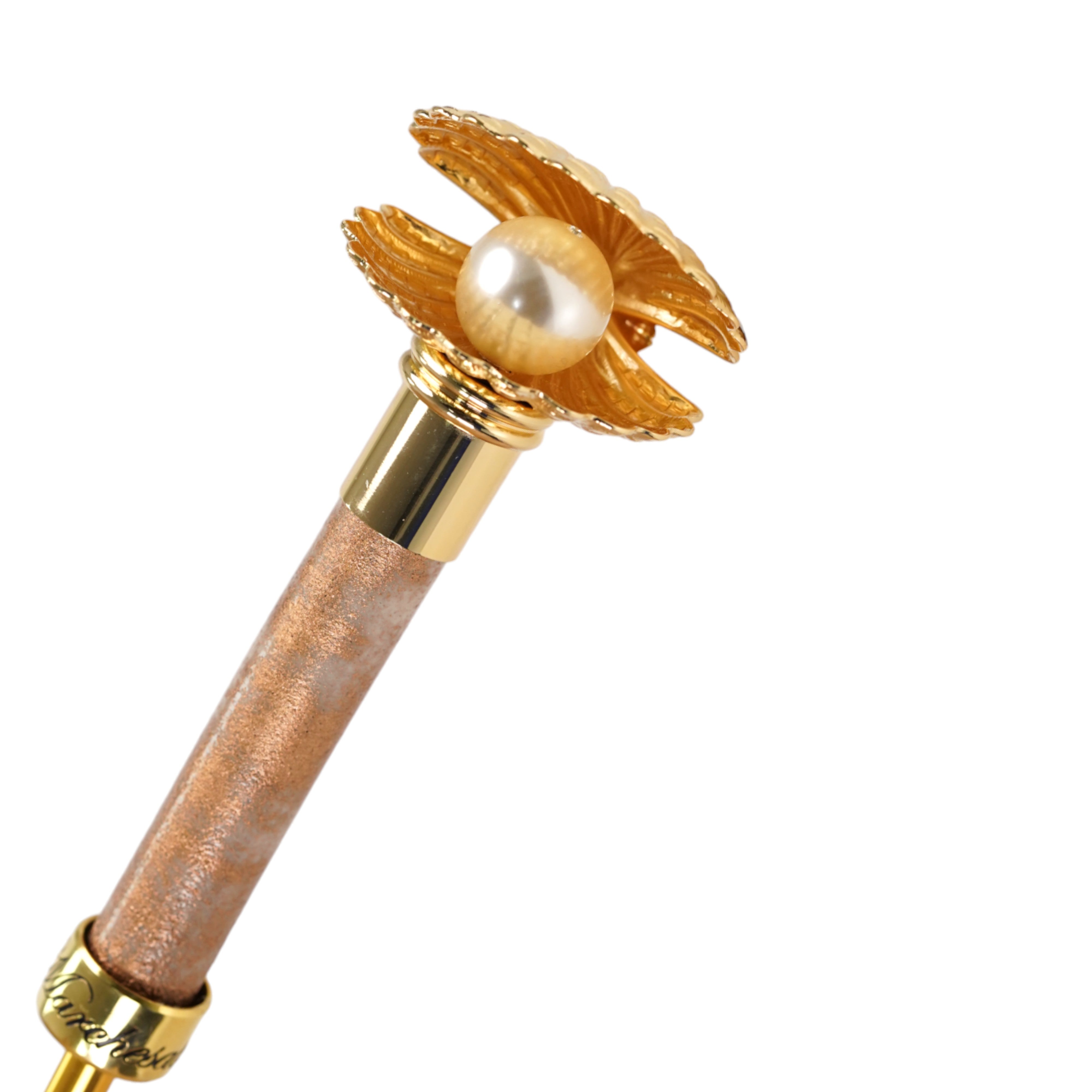 Ombrello artigianale premium con struttura in metallo placcato oro