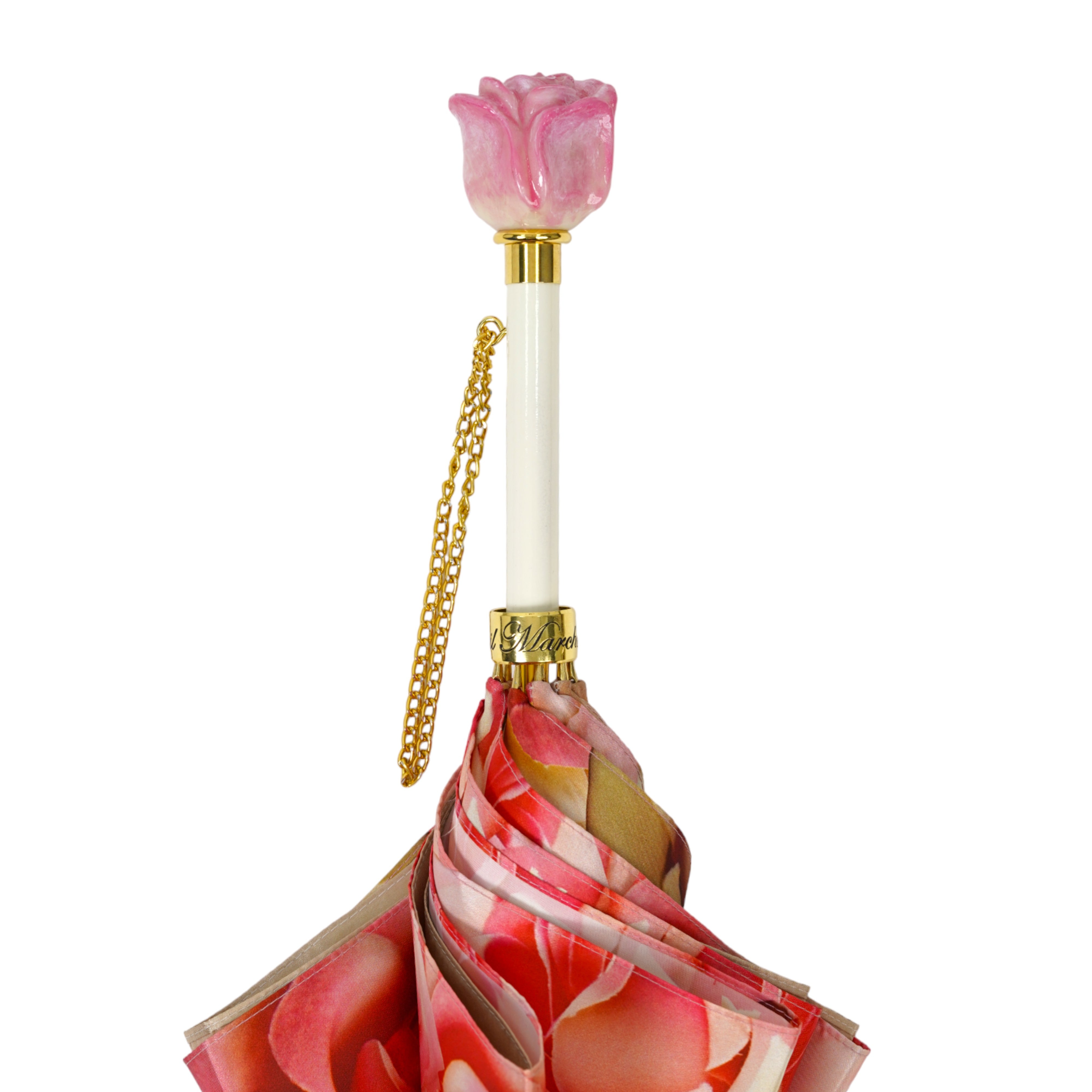 Ombrello artigianale premium con bellissimo dettaglio a rosa dipinto a mano