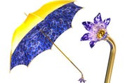 Ombrello artigianale con impugnatura a fiore in metallo dipinto a mano e placcato in oro 24K