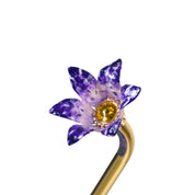 Ombrello artigianale con impugnatura a fiore in metallo dipinto a mano e placcato in oro 24K