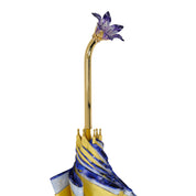 Ombrello artigianale con impugnatura a fiore in metallo dipinto a mano e placcato in oro 24K