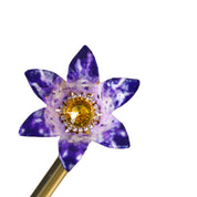 Ombrello artigianale con impugnatura a fiore in metallo dipinto a mano e placcato in oro 24K