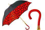 Elegante ombrello nero e rosso