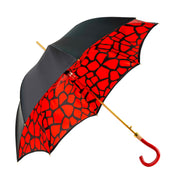 Elegante ombrello nero e rosso