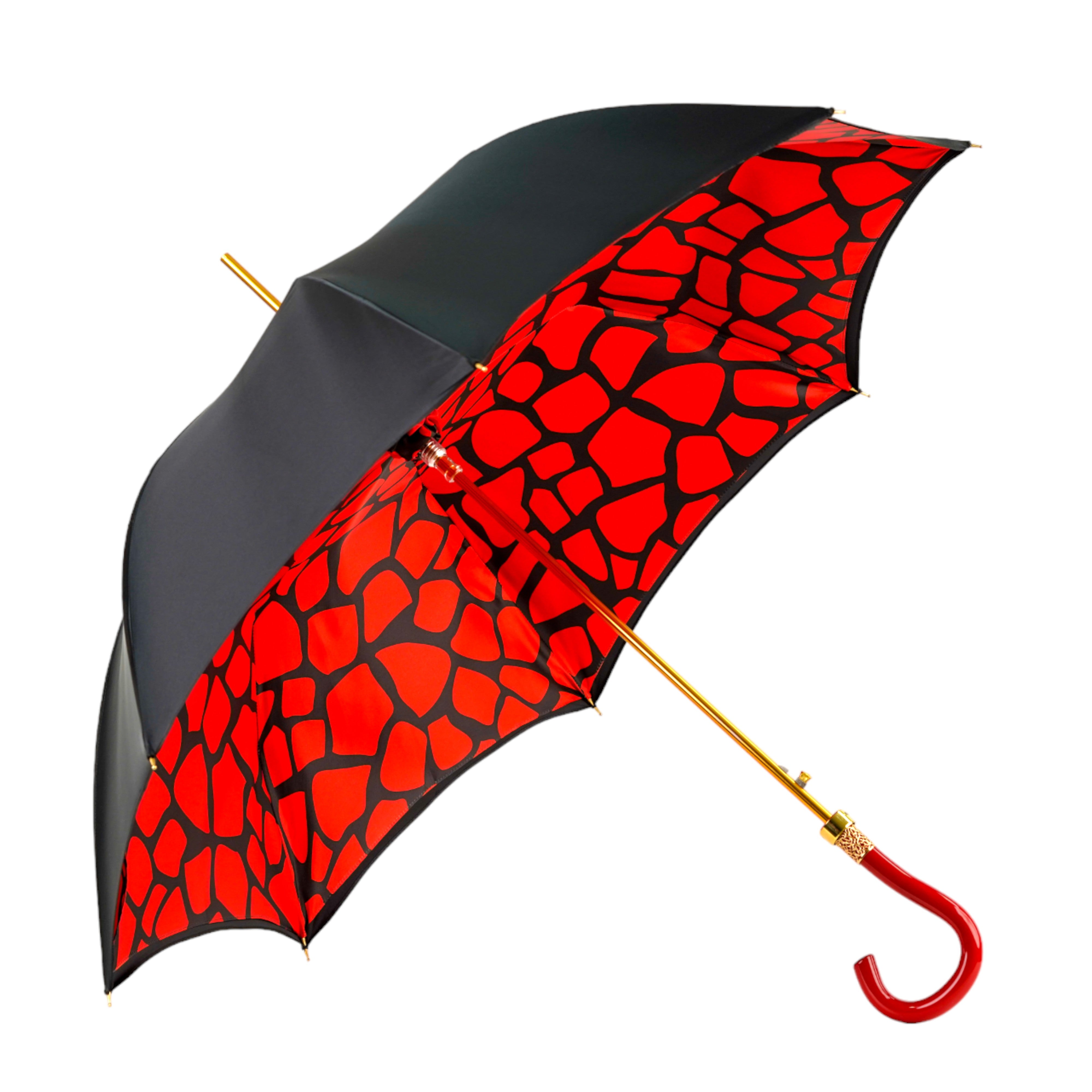 Elegante ombrello nero e rosso
