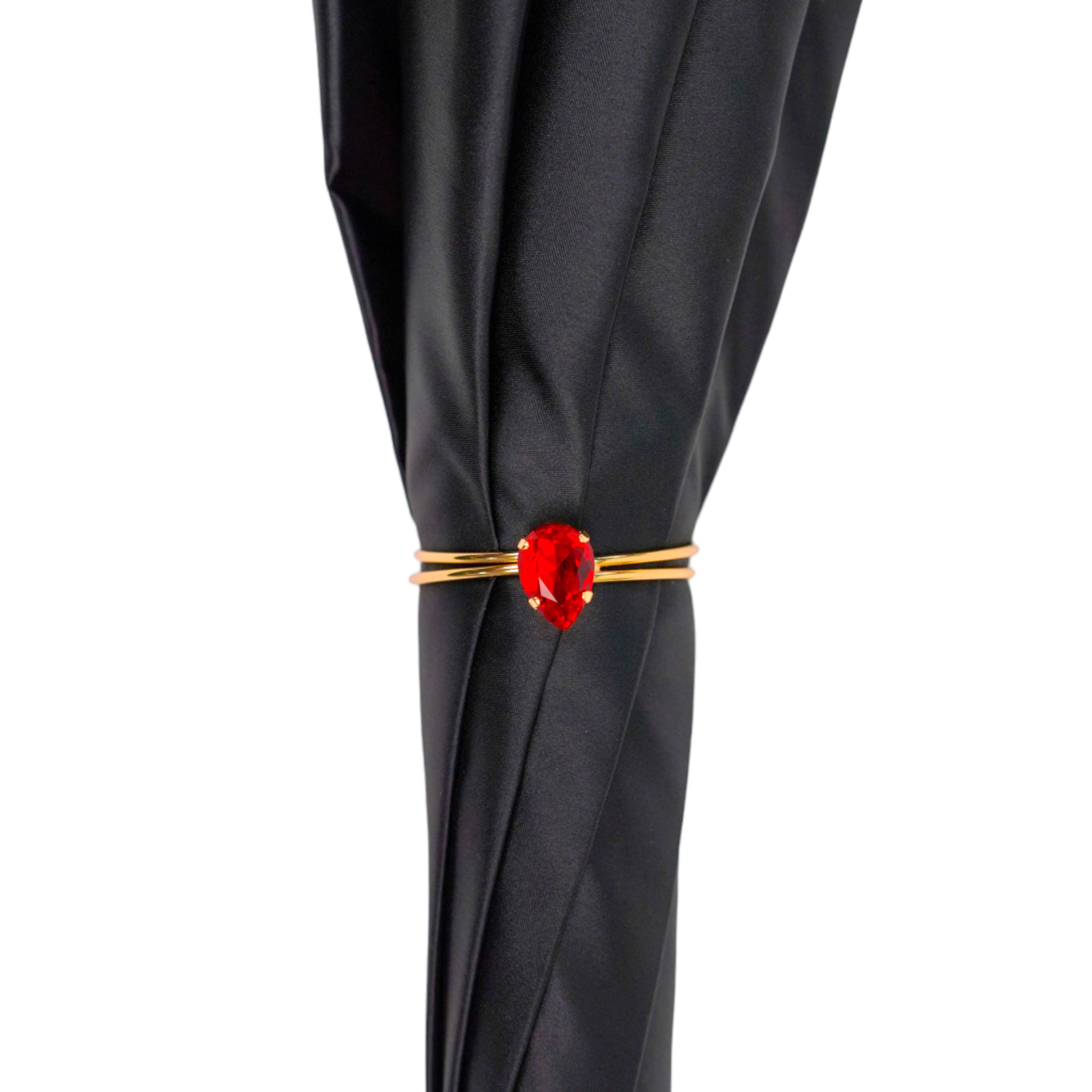 Elegante ombrello nero e rosso