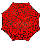 Elegante ombrello nero e rosso