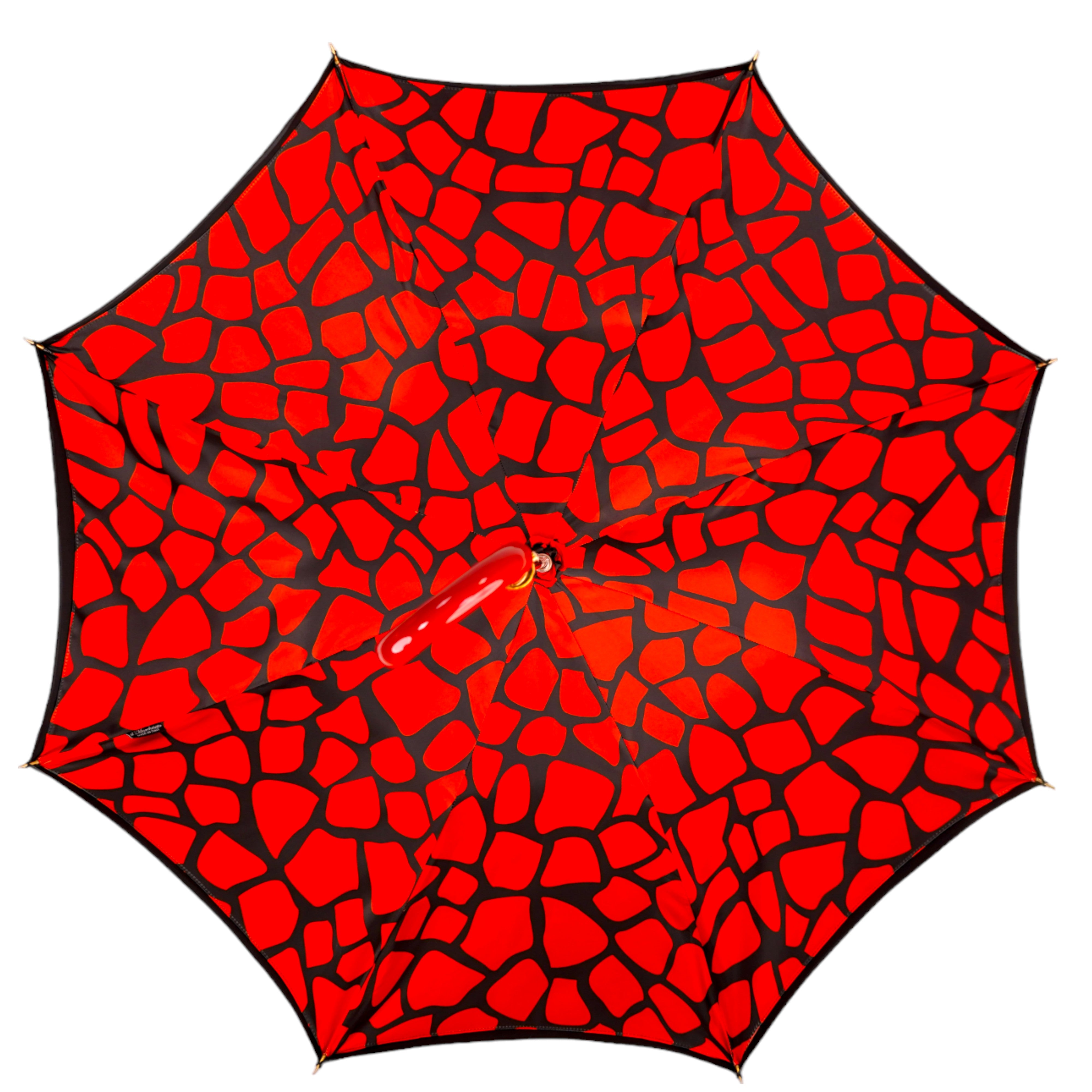 Elegante ombrello nero e rosso