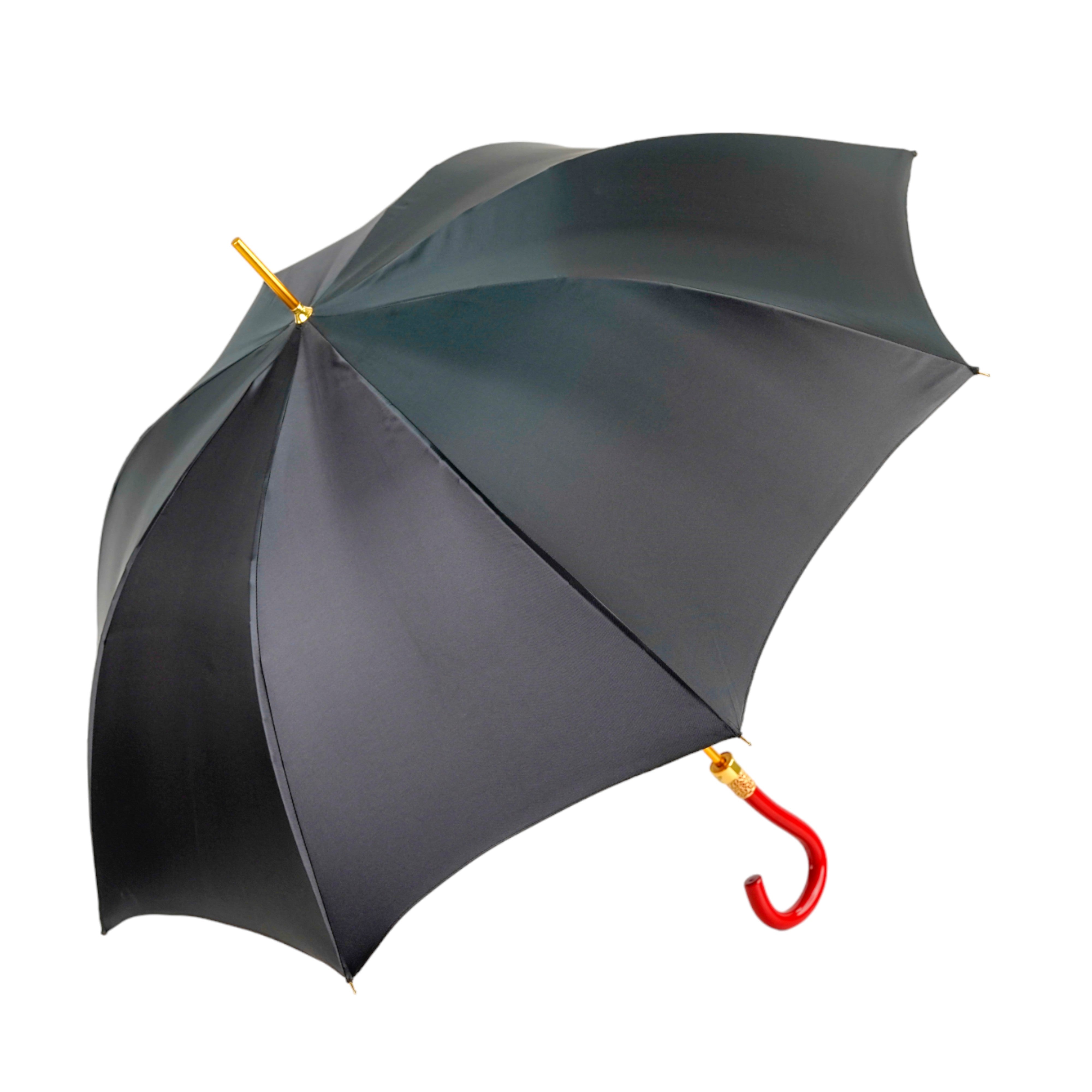 Elegante ombrello nero e rosso