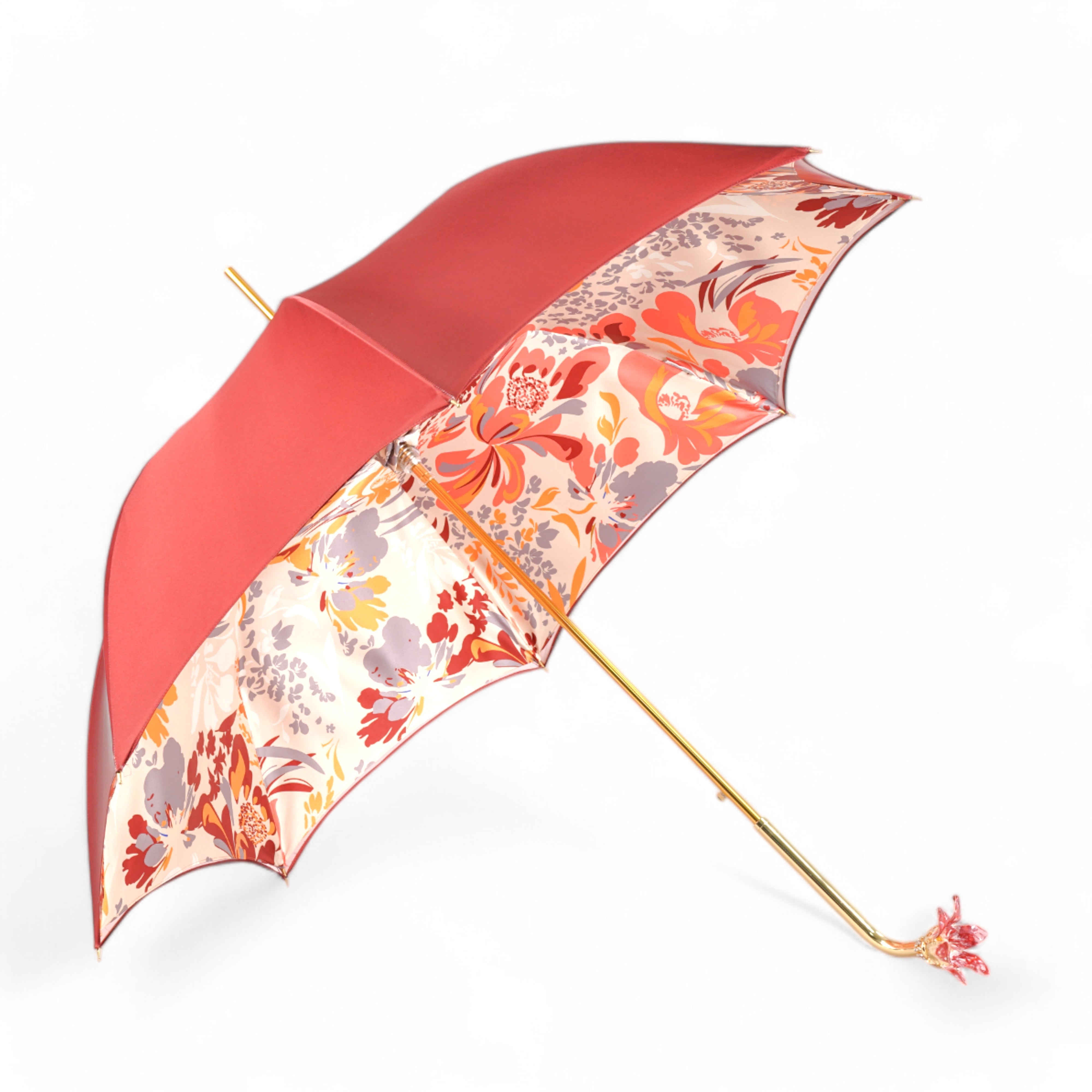 Elegant Floral Umbrella with Exquisite Red Flower Handle