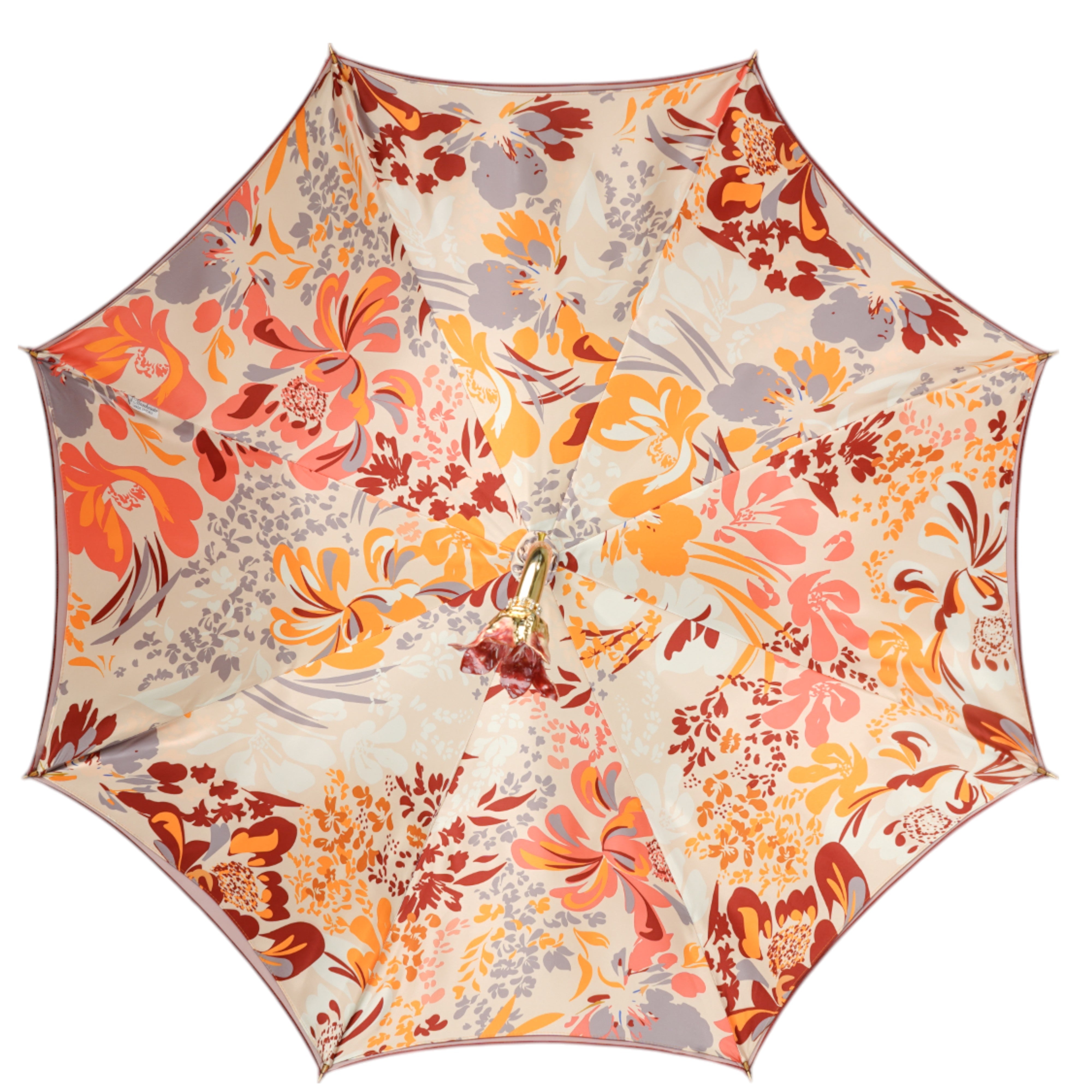 Elegant Floral Umbrella with Exquisite Red Flower Handle