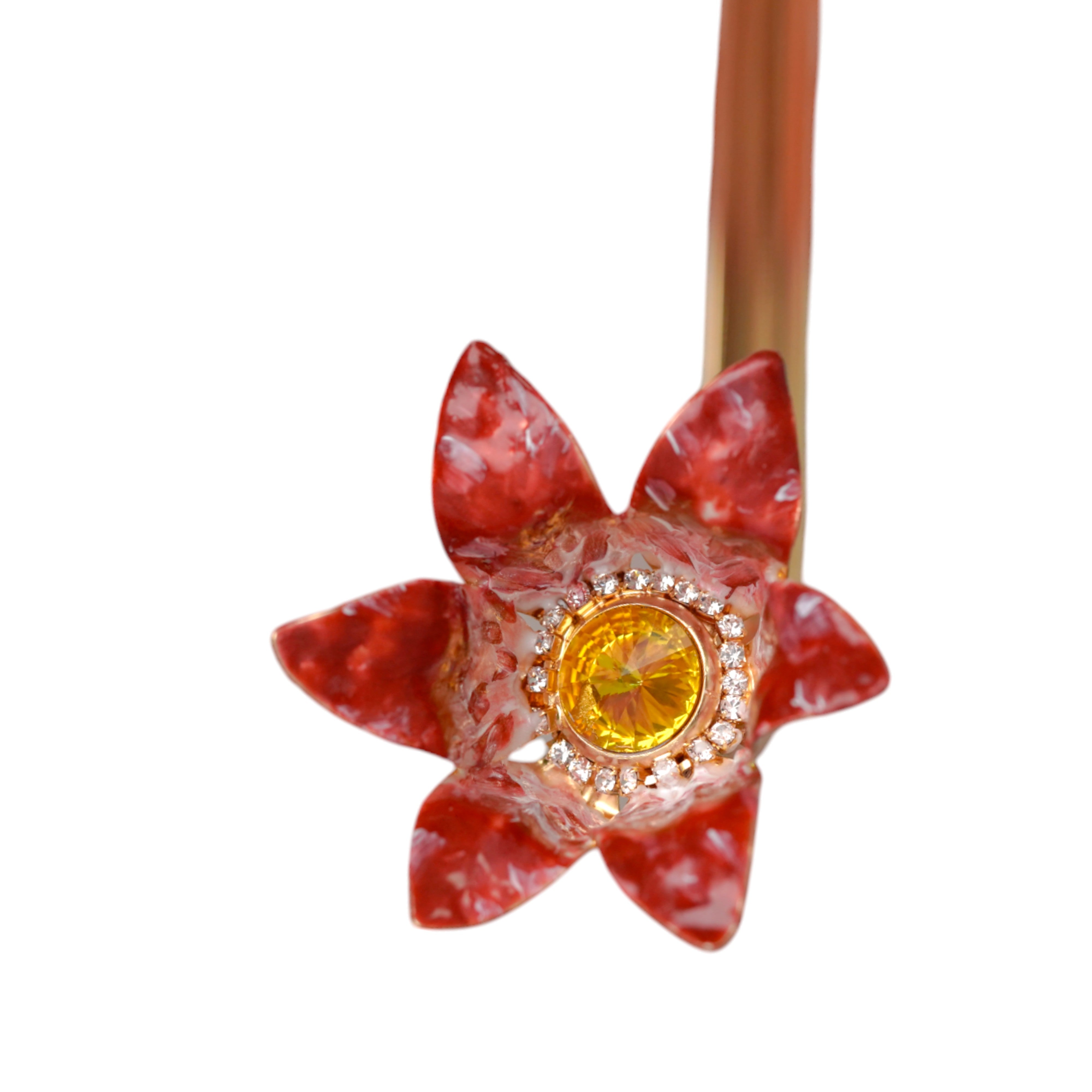 Elegant Floral Umbrella with Exquisite Red Flower Handle