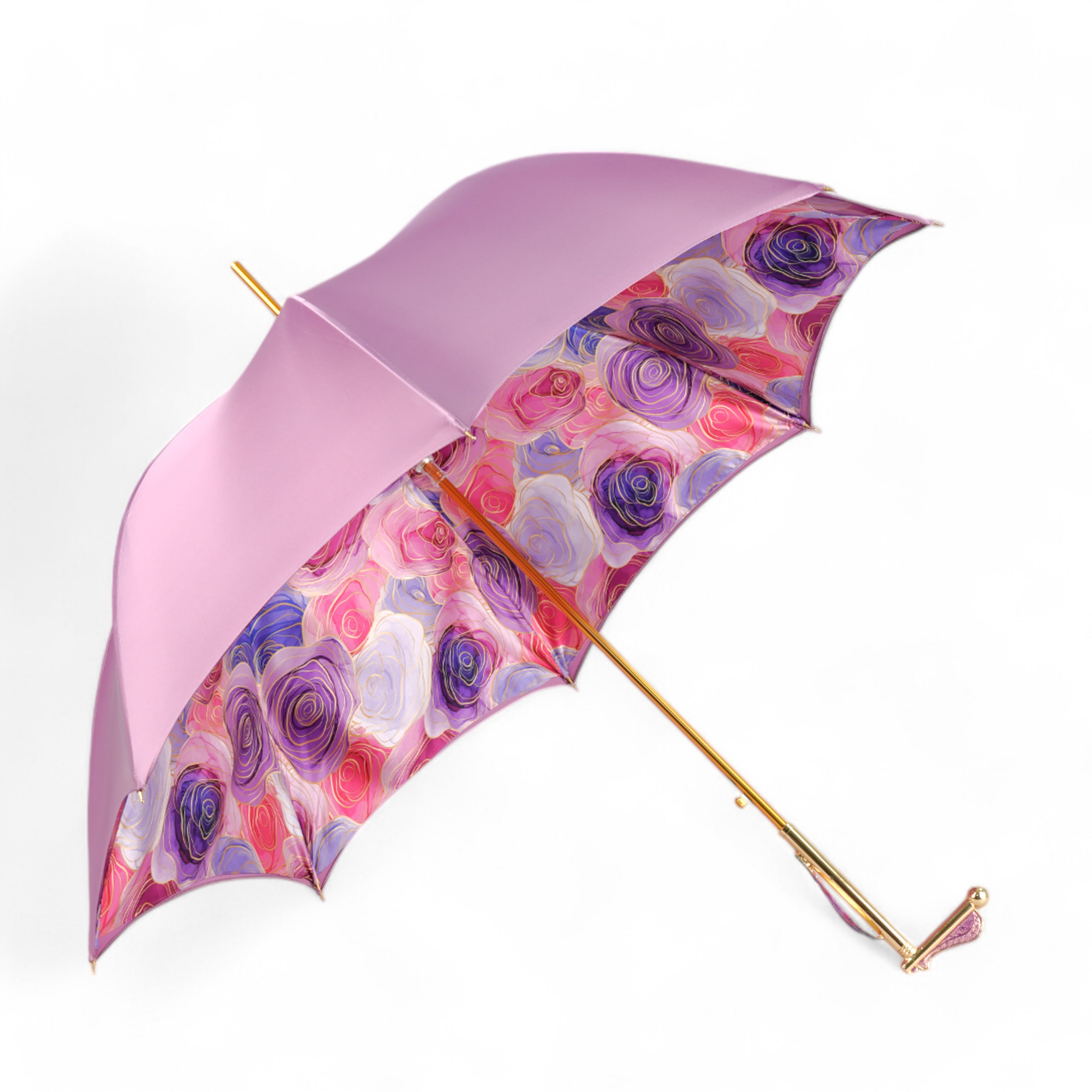 Blushing Elegance: Pink Umbrella with Delicate Floral Accents