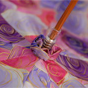 Blushing Elegance: Pink Umbrella with Delicate Floral Accents